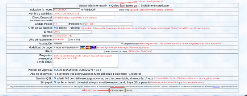 Formulario de solicitud de la Fedi-EA